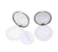 SAFIGLE 2Pcs Ultra-thin Portable Loose Powder Holder with Mirror and Elastic Mesh Airtight Refillable Cosmetic Powder Case for Travel and Home Makeup Touch-up