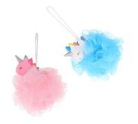 SAFIGLE 2pcs Unicorn Bath Bubble Maker Mesh Scrubbers with Lanyard Gentle Exfoliating Body Scrubbers for Men and Women Soft Back Scrubbing Sponge Balls for Smooth Healthy Skin