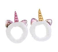 SAFIGLE 2Pcs Unicorn Headbands for Women and Creative Lightweight Hair Bands with Silver Ears and Sequin Unicorns Durable Party Hair Accessories