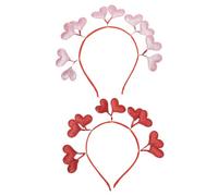 SAFIGLE 2pcs Valentine Heart Headband Heart Headband, Red Felt Cloth Glitter, Comfortable to Wear, for Valentine's Day Wedding Photo Props