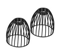 SAFIGLE 2pcs Vintage Birdcage Ceiling Lamp Shades in Black Iron, Easy Installation Wire Lamp Shades for DIY and Coffee Shop Decor, Rustic Style Pendant Light Covers