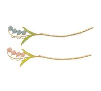 SAFIGLE 2pcs Vintage Hair Sticks for Women Retro Tulip Flower Hair Chopsticks Strong and Smooth Styling Tools for Bun Ancient Chinese Style Accessories for Blue and Pink