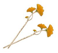 SAFIGLE 2pcs Vintage Metal Ginkgo Leaf Hair Stick Pearl Tassel for Women Bun Hair Pin Chinese Accessories Chignon Holder for Traditional