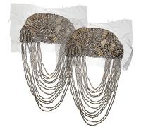 SAFIGLE 2pcs Vintage Tassel Epaulettes Applique Large Gunmetal Shoulder Decor for Suit Jackets Uniform Accessories for Men and Women for Costume Parties and Ceremonial Wear