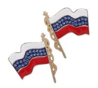 SAFIGLE 2pcs Waving Russian Flag Brooch Pin Lapel Pin Sparkling Rhinestone Brooch for Formal Events and Social Gatherings