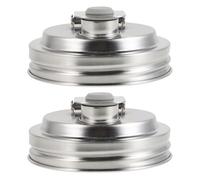SAFIGLE 2pcs Wide Mouth Mason Jar Lids Stainless Steel Pour Spout Caps Airtight Seal Food-grade Sealer Compatible with Standard Mason Jars for Home Storage and Serving