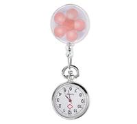 SAFIGLE 2pcs Women Fob Watch Nurse Student Essential Portable Badges Clip Watch Cartoon Flower Pattern Face Design for Easy Viewing