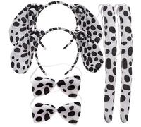 SAFIGLE 2Sets Animal Headgear Hair Band and Tail Set S Cosplay Props for Stage Performance Comfortable and Safe for Parties and Festivals Dalmatian Dog Design