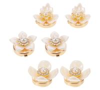 SAFIGLE 3 Pairs Elegant Rhinestone Flower Pearl Cuff Links for Women Blouse, Detachable Alloy Button Covers with Secure Fit, Suitable for Formal Occasions, Enhances Clothing Lifespan