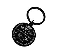 SAFIGLE 3 Pcs Boy's Encourage Words Pendant Keychain Stainless Steel Key Holder Clip Durable Decorative
