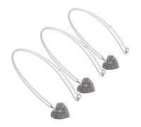 SAFIGLE 3 Pcs Heart Shape Hollow Pendant Necklace Luminous Copper DIY Holder for Solid Essential Oil Diffuser Openable Charming Container Case Mixed Colors for Women