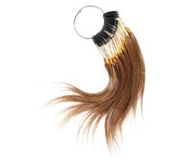 SAFIGLE 30pcs 30pcs Hair Color Sample Rings Dark Brown 6° Real Human Hair Testing Strands with Buckles and Cosmetology Supplies