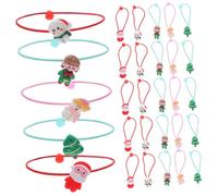 SAFIGLE 30pcs Christmas Hair Ties for Colorful Elastic Ponytail Holders with Santa Snowman Tree Designs Soft No Damage Hair Bands Festive Xmas Little Girl Accessories