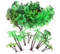 SAFIGLE 31 Pcs Artificial Mini Coconut Tree Model Set with 7 Sizes Plastic Palm Trees for Bonsai Craft, Indoor Diorama Decoration, Tropical Miniature Landscape Accessories