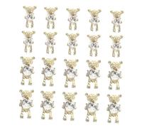 SAFIGLE 3d Bear Nail Charms Metal Nail Art Decorations 20pcs Set Small Large Gold for Manicure DIY Fingernail Adornment