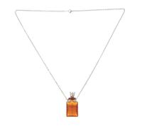 SAFIGLE 3ml Mini Glass Perfume Bottle Necklace with Crown Lid, Portable Essential Oil Diffuser Pendant with Adjustable Titanium Steel Chain for Women’s Commute and Workspace