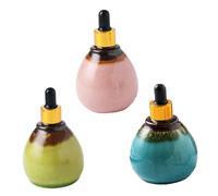 SAFIGLE 3pcs 95ml Ceramic Essential Oil Storage Dropper Bottles with Sealed Opaque Design for Aromatherapy, Spa, and Travel - Blue, Pink, Green Refillable Pipette Containers
