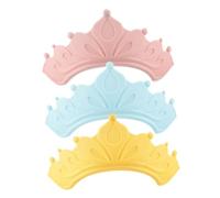 SAFIGLE 3pcs Adjustable Bath Visor Shower Caps for Soft Shampoo Shield Protecting Eyes and Ears Elastic Cute Bathing Hats for Boys and Yellow Blue Pink