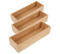 SAFIGLE 3pcs Bamboo Storage Boxes Wooden Organizer Tray for Kitchen, Bathroom Bedroom Flatware and Cosmetic Storage, Open-top Craft and Silverware Holder