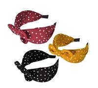 SAFIGLE 3pcs Bowknot Headband Adorable Wide Rabbit Ear Hair Bands for Women and Ladies Comfortable Stylish Durable Fabric for Parties Daily Wear and Special Occasions Yellow Red Black