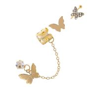SAFIGLE 3pcs Butterfly Earrings for Women Gold Alloy Non-piercing Ear Cuff Chain Earrings Tiny Comfortable Fashion Accessories for Elegant Style and Daily Wear