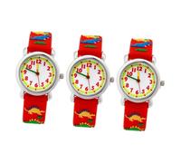 SAFIGLE 3pcs Cartoon Dinosaur Watch for Boys and Girls Students Silicone Quartz Wristwatch Creative Boy Girl Watch for Everyday Use