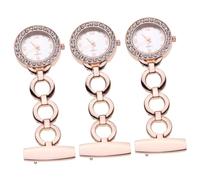 SAFIGLE 3pcs Chic Rose Gold Nurse Pocket Watch Elegant Doctor Hanging Watch Lapel Pin Design Practical for Medical Professionals Material Easy to Read