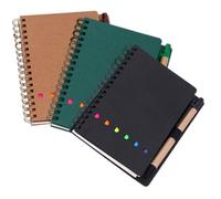 SAFIGLE 3Pcs Coil Convenient Sticky Notepad with Spiral Binding for Students and Office Monthly Planner Handbook with Smooth Writing Pages in Green Black and Brown