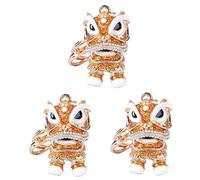 SAFIGLE 3pcs Creative Lion Dancing Pattern Keychain Chic Metal Keyring Pendant Chinese Style Keychain for Bag for Festivals Special Occasions