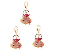 SAFIGLE 3pcs Cute Pig Keychain Jewelry Charm Handbag Charms Accessory Alloy Crystal Rhinestones for Boys and Girls Women