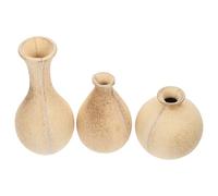 SAFIGLE 3pcs DIY Wooden Flower Pot Making Material Rustic Handcrafted Blank Vases for Home Desktop Decor Solid Wood Flower Holders for Indoor Office Shelf Farmhouse Style