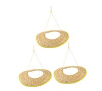 SAFIGLE 3pcs Handwoven Straw Hard Hat Sun Visor Wide Brim Breathable Sunshade Cover for Construction Work Gardening Outdoor Neck Protection