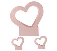 SAFIGLE 3pcs Heart-shaped Floral Paper Boxes Set 30x29.5x7cm Waterproof Pink Paper Flower Basket Handheld Flower Packing Box for Valentines Day Bouquet Wrapping