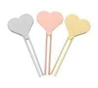 SAFIGLE 3pcs Heart-Shaped Toothpaste Tube Squeezer Key Set, Metal Toothpaste Saver Roller for Bathroom Cosmetic Tubes, Daily Living Auxiliary Tool in Gold, Silver, Rose Gold