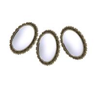 SAFIGLE 3pcs Miniature European Wall Hanging Dressing Mirrors with Antique Bronze Frame Oval Vintage Dollhouse Accessories for Bedroom Decor and Creative Photography Props