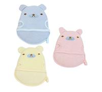 SAFIGLE 3pcs Portable Body Scrubbers Baby Bathing Scrubbers Toddler Bath Accessories Cotton Crystal Velour Lightweight Supple Texture Yellow Pink Blue for Shower Bath