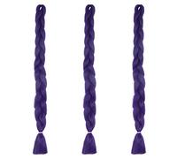 SAFIGLE 3pcs Purple Fashionable Synthetic Hair Braid Extensions for Women Comfortable Crochet Braids Ponytail Wigs for Daily Wear Holiday Events