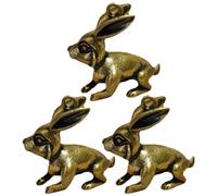 SAFIGLE 3pcs Rabbit Shaped Copper Pendants with Vintage Finish, Lightweight Keychain Charms for DIY Jewelry Making and Modern Home Decoration
