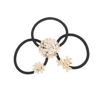 SAFIGLE 3pcs Rhinestone Flower Hair Bands with Hollow Out Design Elegant Crystal Elastic Ponytail Holders for Women Daily Wear Party Accessories