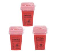 SAFIGLE 3pcs Sharps Disposal Containers with Secure Flip Lid Compact Needle Disposal Bins for Home Barber Clinic Use Lightweight Travel Friendly Sharps Storage and Waste Bin