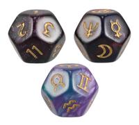 SAFIGLE 3pcs -sided Constellation Dice for Tabletop Games and Divination, Resin Astrology Dice Set with Cosmic Design, Helps Learn Astrological Symbols and Enhances Gameplay