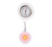 SAFIGLE 3pcs Silicone Floral Badge Watch Portable and Retractable Nurse Use On-The-go Watch Silicone Cover Lovely Cartoon Flower Clip