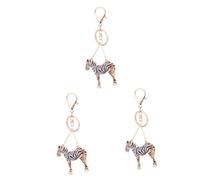 SAFIGLE 3pcs Stylish Zebra Diamond Keychain Elegant Key Bag Charm for Eye-catching Accessory for Handbags Cars and Everyday Use