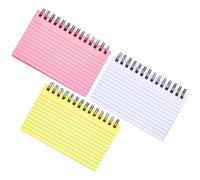 SAFIGLE 3pcs Thickened Multi-function Spiral Notebooks with Colored Coil, Lined Writing Pads for Students and Office Use, Portable Horizontal Notepads in White, Pink, and Yellow