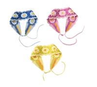 SAFIGLE 3Pcs Women's Crochet Headbands Floral Knit Hair Wraps Yellow Blue Pink Retro Modern Style for Daily Wear Special Occasions