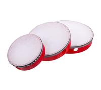 SAFIGLE 3pcs Wood Handheld Tambourine Musical Percussion Instrument Toy for Children Red Developing Hearing Cultivating Brain Skills Parent-child Communication