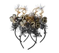 SAFIGLE 3pcs Year Headband Black Gold Sparkly Star Sequins Hair Hoops for Festival Parties Elegant Hair Accessories for Year Eve Celebrations