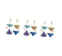 SAFIGLE 3sets Butterfly Resin Diamond Art Painting DIY Keychains for Women 5d Craft Keyring 4pcs*3