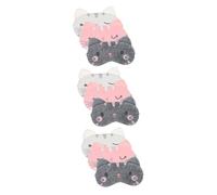 SAFIGLE 3sets Cartoon Cat Sleep Mask Soft Eye Covers for Light Blocking Elastic Strap for Comfortable Fit for Sleeping and Pajama Parties 3pcs*3