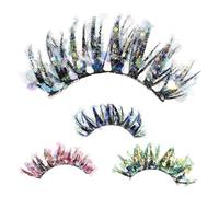 SAFIGLE 4 Pairs Luminous 3D False Eyelashes Glitter Colorful Cosplay and Stage Makeup Thick Dramatic Faux Lashes for Natural Look and Performance